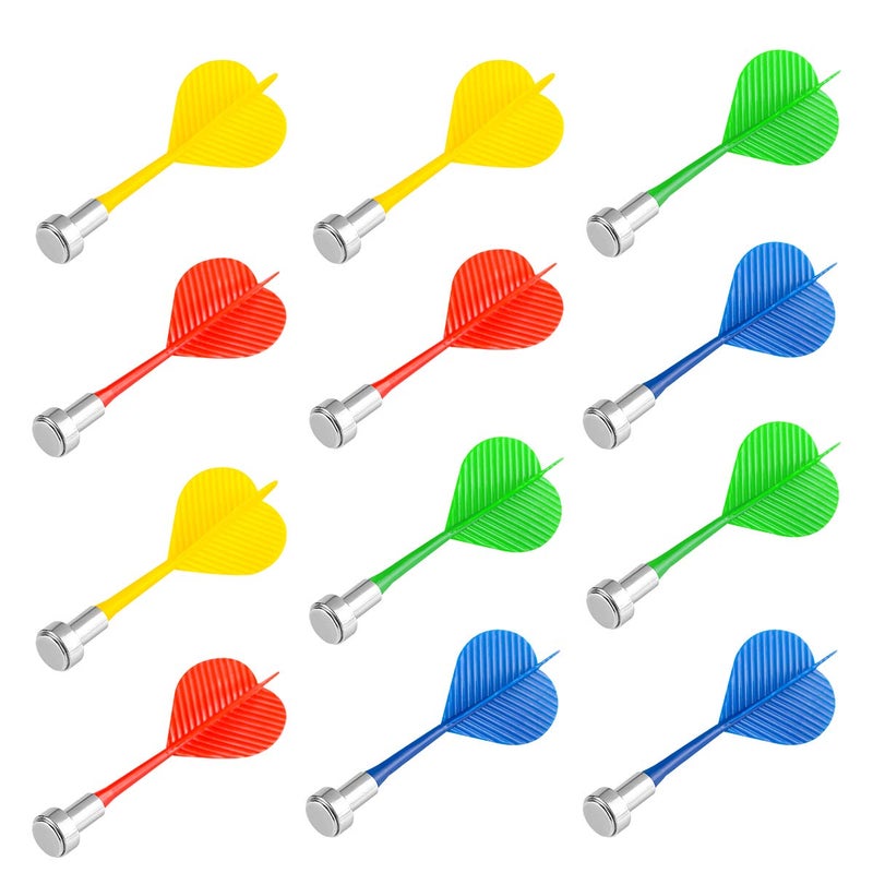 Yalis Magnetic Darts 12 Packs, Replacement Dart for Magnet Dartboard, Safety Plastic Darts for Target Game, Red Yellow Green and Blue - Image 1